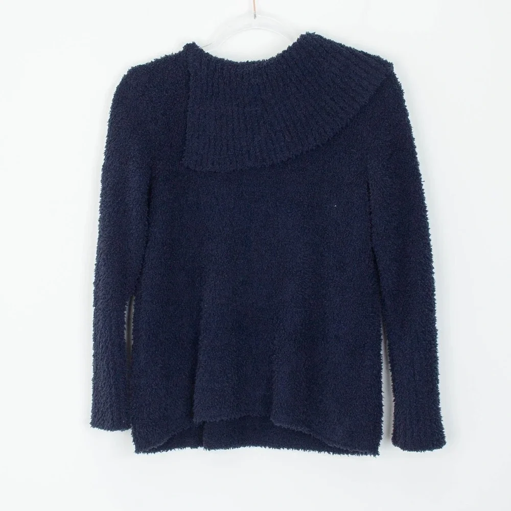 Pure Jill Navy Blue‎ Soft Cozy Cowl Neck Pullover Sweater S Petite Fuzzy Winter